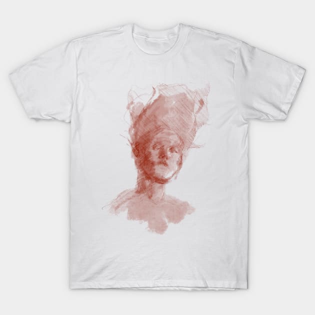 Some red sketch of a portrait T-Shirt by doteau